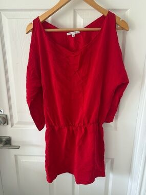 Amanda Uprichard Red Silk-Like Cold Shoulder Mini Dress Size S